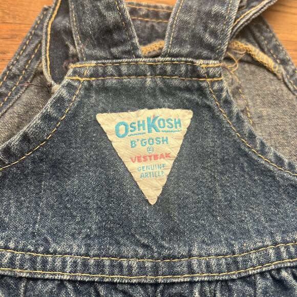 Vintage OshKosh B'Gosh Vestbak Overalls Denim Blue Boy Girl Unisex Made USA 2T - Picture 8 of 12